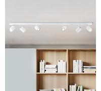 Lightbox LED plafón | 6 llamas | 9 x 119 x 15 cm | foco de techo con focos orientables | lámpara para salón, cocina o dormitorio (interior) | 6 x casquillo GU10 | de metal blanco