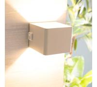 Lightbox Lámpara LED de pared exterior | 10 x 10 x 8 cm | lámpara de pared recargable para exteriores con imán y USB, detector de movimiento e interruptor basculante y luz blanca cálida (3000 K) |