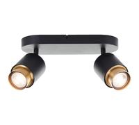 Lightbox LED Deckenspot in Schwarz/Matt Gold Deckenlampe inklusive 2x GU10 LED Leuchtmittel mit 700 Lumen und 3000 Kelvin Warmweiß Modernes Wandlicht für Flur, Schlafzimmer & Wohnzimmer