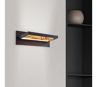 Lightbox LED Wandleuchte 35 cm in Schwarz/Holz - moderne Wandlampe aus Metall & Holz - warmweißes Licht 3000 K - inkl. LED (max. 9,5 W)