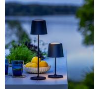 Lightbox set de 2 lámparas de mesa LED para interior y exterior | 37 cm / 23 cm de altura, Ø 10cm | lámparas de mesa de exterior negro mate con regulador táctil | móvil/inalámbrica/portátil |