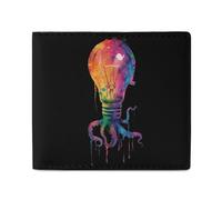 Lightbulb of Tentacles Rainbow Dripping Novelty Bifold Wallets Funny Purse Front Pocket Holder Money Clip with ID credit card slots for men women 4.5 x 4 Inch