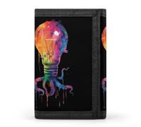 Lightbulb of Tentacles Rainbow Dripping Printed Tri-fold Wallets Front Pocket Holder Money Clips with ID credit card slots for men women, Estilo:, Talla única