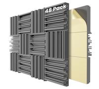 LIGHTDESIRE Paquete De 48 Paneles Espuma Autoadhesivos a Prueba Sonido, Acústica Pulgadas, Acolchado a Sonido Alta Resistencia Para Pared, Absorción, 12 X 2