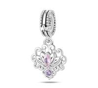 LIGHTDOG 925 Sterling Silver Flower Charm Bracelet, compatible con charms europeos para mujer y pulseras Pandora.