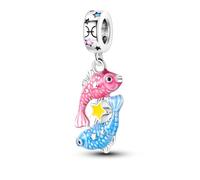 LIGHTDOG Mujer 925 Charms de Plata para Pulseras 12 Zodiac Charms Adecuado para Pulsera Europeas y Pandora Pulseras Collares Compatible Cumpleaños Chapado en Oro Charm