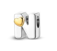 LIGHTDOG N Alfabeto Charms Abalorios Colgante para mujer, 925 Colgante de plata para Pulseras Charms,Compatible con Pulseras Europeas para Mujeres y Niñas compatible con pulseras Pandora