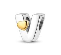 LIGHTDOG V Alfabeto Charms Abalorios Colgante para mujer, 925 Colgante de plata para Pulseras Charms,Compatible con Pulseras Europeas para Mujeres y Niñas compatible con pulseras Pandora