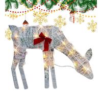 Lighted Christmas Deer -Waterproof Iron Decor with Bow List Deer Bow Light | Light Up Christmas Deer For Family Friends Home Patio Garden Parties Holiday Outside Lawn