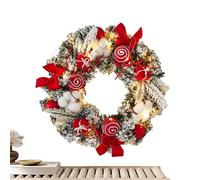 Lighted Christmas Garland Wreath - 11.8Inch Front Door Decor, Festive Christmas Wreath with Light for Home Wall, Mantle, Kitchen | Holiday Garland Indoor and Outdoor Winter Decoration