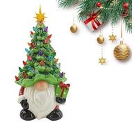 Lighted Christmas Gnomes Decorations, 8 Inch GNOME Christmas Tree with Multicolored Lights, Small Mini Prelit Xmas Holiday Decor for Tabletop Home Room Table Fireplace Offices (White)
