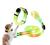 Lighted Dog Collar, Portable LED Collar, USB Rechargeable, High Visibility, 3 Lighting Modes, Sturdy Material, Adjustable Size, Safe Design, Perfect for Night Walks, Outdoor Use, (Yellow)