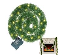 Lighted Garland, Christmas Decoration, Christmas Garland for Mantle, Pre-Lit Garland,16.4ft Home Decor Outdoor Christmas Garland with Led Lights, Mantle Stairs Door Outdoor Decor