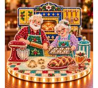 Lighted Magical Christmas Village Kit de Arte 3D con Diamantes DIY | Kit DIY de mosaico con perlas: diseño de taladro completo con diamantes “perla” brillantes y base con LED.