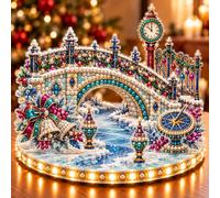 Lighted Magical Christmas Village Kit de Arte 3D con Diamantes DIY | Kit DIY de mosaico con perlas: diseño de taladro completo con diamantes “perla” brillantes y base con LED.