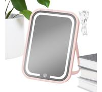 Lighted Makeup Mirror | 3-Color Dimmable Portable Cosmetic Glass | Rechargeable Light Up Makeup Mirror With Touch Control | For Home Bedroom Vanity Dorm Hotel Desk Travel Bathroom Dressing Table