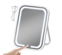 Lighted Makeup Mirror | 3-Color Regulable Portable Cosmetic Glass | Recargable Light Up Makeup Mirror With Touch Control | For Home Bedroom Vanity Dorm Hotel Desk Travel Bathroom Dressing Table