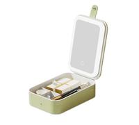 Lighted Mirror Makeup Box, Lights Cosmetic Storage Cases, Adorable Light Makeup Boxes, Compact Large Organizer with Mirrors, Crocodile Skin Texture Makeups Case for Women