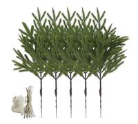 Lighted Pine Branches - Artificial Christmas Tree, 5PCS Pre-lit Norfolkk Branches with LED Lights | Realistic Artificial Pine Needle Decoration for DIY Wreaths, Vase Fillers, Holiday Party Celebration