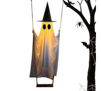 Lighted Swinging Ghost Decor, Halloween Hanging Prop, Spooky Yard Accent