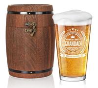 LIGHTEN LIFE Regalos para abuelos, vaso de cerveza en caja de barril, regalos de cumpleaños prémium para abuelos de nietos, 450 ml