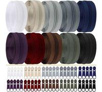 Lighterdasy 30M Cremallera de 10 Colores,Cremalleras por Metros Para Coser,Cremalleras Invisibles DIY con 50 Deslizadores deCremalleras deColores,Costura Accesorios(10 Colores Oscuros)