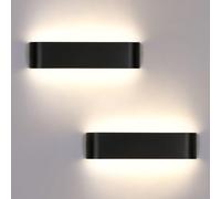Lightess 2 Piezas Lampara Pared Interior Negro, 16W Apliques de Pared de LED, 4500K Blanco Neutro Moderna Luz de Aluminio Perfecto Dormitorio para Salón Dormitorio Sala