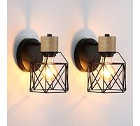 Lightess Aplique Pared Interior, Juego de 2 Apliques de Pared Ajustable Industrial Vintage E27 40W Máx, Lámparas de Pared Metal para Pasillo Escalera Dormitorio, Negro
