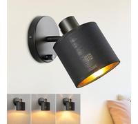 Lightess Aplique Pared Regulable con Interruptor Negro Pantalla de Tela E27