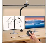 Lightess Lampara Escritorio LED Doble Cabeza con Control Gestual y Mando a Distancia, 20W 80CM Flexo Escritorio Regulable con Pinza Luz Escritorio para Arquitectos Estudio Oficina Monitor
