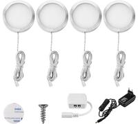 Lightess Luz del Gabinete LED Luz de Bajo Armario Iluminación para Vitrina para Cocina Estante Muebles Taquillas Enfriador de Vino (4 luces, Blanco cálido)