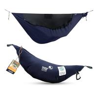 Lightest Pro Hamaca ultraligera (590 g), compacta (325 cm x 140 cm), incluye protección contra insectos y Ridgeline integrado, longitud variable (hasta 3,1 m), sistema de almacenamiento (azul marino)
