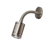 lighteu 12V/24V 1.5W Luz de lectura LED de pared con cuello de cisne F1 con interruptor de lente de empuje Acabado en níquel Barco Yate Caravana