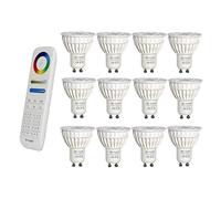 LIGHTEU®, 12x 4W GU10 RGB + CCT LED Cambio de color del foco y CCT WW CW Temperatura ajustable, luz Mi original, bombilla con control remoto de 8 zonas (12x FUT103 + FUT089)