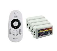LIGHTEU®, kit de control remoto Milight Miboxer: paquete de 4 controladores de atenuación de un solo color con 1 control remoto inalámbrico RF de 4 zonas 4x fut036 + fut007
