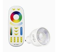 LIGHTEU®, Milight Miboxer 1x 6W GU10 RGB + CCT LED Foco de cambio de color y CCT WW CW Bombilla ajustable de temperatura con control remoto de 4 zonas (1xFUT106 + FUT092)