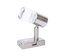 lighteu, proyector de Techo/Pared USB de 12V 3W A2, Acabado en níquel, luz de Lectura, Giro y Giro con Touch Switch Regulable luz Blanca/Azul cálida para yate, Caravana, RV