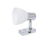 lighteu, Reflector para Techo/Pared USB 12V 3W D1, Acabado en Cromo, luz de Lectura, Giro y Giro con Touch Switch Regulable luz Blanca/Azul cálida para yate, Caravana, RV