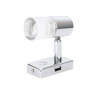 lighteu, Reflector para Techo/Pared USB de 12V 3W A2, Acabado Cromado, luz de Lectura, Giro y Giro con Touch Switch Regulable luz Blanca/Azul cálida para yate, Caravana, RV