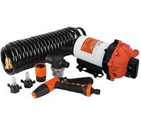 LIGHTEU®, Seaflo kit de bomba de lavado de la serie 51: 12 V CC, 5,2 GPM, 70 PSI con manguera enrollada de 6,5 m para caravanas, vehículos recreativos, embarcaciones marinas