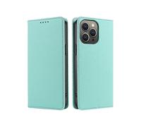 (LightGreen) Compatible For iPhone 13 Pro Case RFID Strong Magnetic Leather Wallet Phone Cover