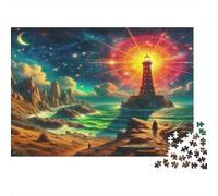 Lighthouse 1000Pc Puzzle for Adults Lighthouse with Sun Over Ocean for The Whole Family Women, Gifts for Men 38x26cm 1000pcs