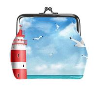 Lighthouse Beach Sea Gaviotas Monedero Kiss Lock Change Monedero Vintage Trinkets Pouch