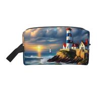 Lighthouse - Bolsa de cosméticos con impresión de pintura de diamante de gran capacidad para mujeres, bolsa de aseo para hombre, bolsa de aseo de viaje, White, Talla única