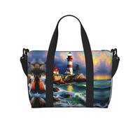 Lighthouse - Bolsas de viaje duraderas con pintura de diamantes para mujer, bolsas de viaje duraderas, bolsas de gimnasio para viajes nocturnos