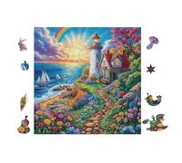 Lighthouse Casita Rural by The Sea Rompecabezas 100 Piezas Cartón para Expertos Mejora Atención para Semana Santa Garantía Satisfacción Más Vendido 28x28cm