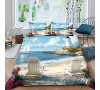Lighthouse coastal view Funda Edredon Microfibra 3 Piezas Compuesto Impresión 3D Cierre de Lighthouse coastal view Funda de Edredón Funda de Almohada a Juego Lavables for Ancianos Single（140x200cm）
