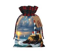 Lighthouse Diamond Paint Print Xmas Drawstring Gift Festive Packaging Christmas Birthday Bags Wrapping Needs