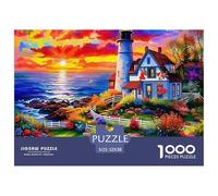 Lighthouse Island at Sunrise Papel De Calidad Excelente Hobby para Momentos Tranquilos, Fines De Semana Y Relax Vacacional 52x38cm/1000pcs
