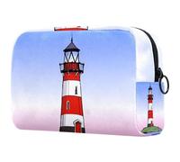 Lighthouse on The Sea - Neceser para mujer, neceser de viaje, bolsa organizadora de maquillaje grande con cremallera, multicolor, 18.5x7.5x13cm/7.3x3x5.1in, Neceser